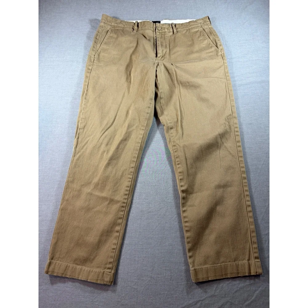 J.Crew 770 Straight Chino Pants Mens 34x27 Khaki Tan Excellent Stretch Cotton